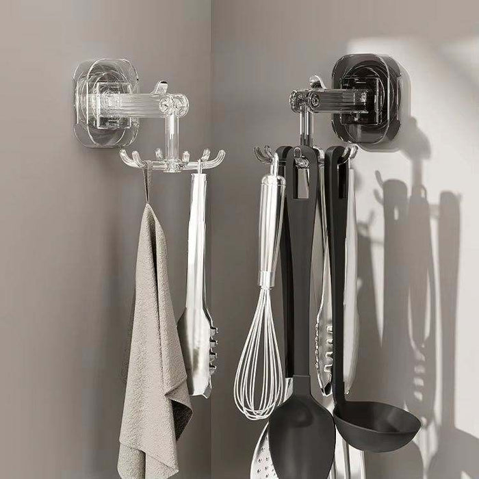 Non-Perforated Kitchen Storage Hook – 360° Rotating Suction Cup Wall Hanger for Utensils & Tools