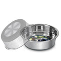 Stainless steel pet bowl with non-slip base and lid, ideal for cats and dogs
