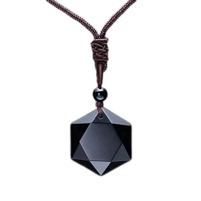 Obsidian Hexagram & Amethyst Healing Necklace