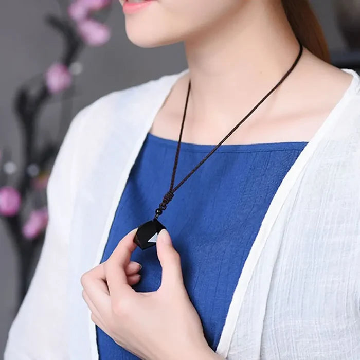 Obsidian Hexagram & Amethyst Healing Necklace