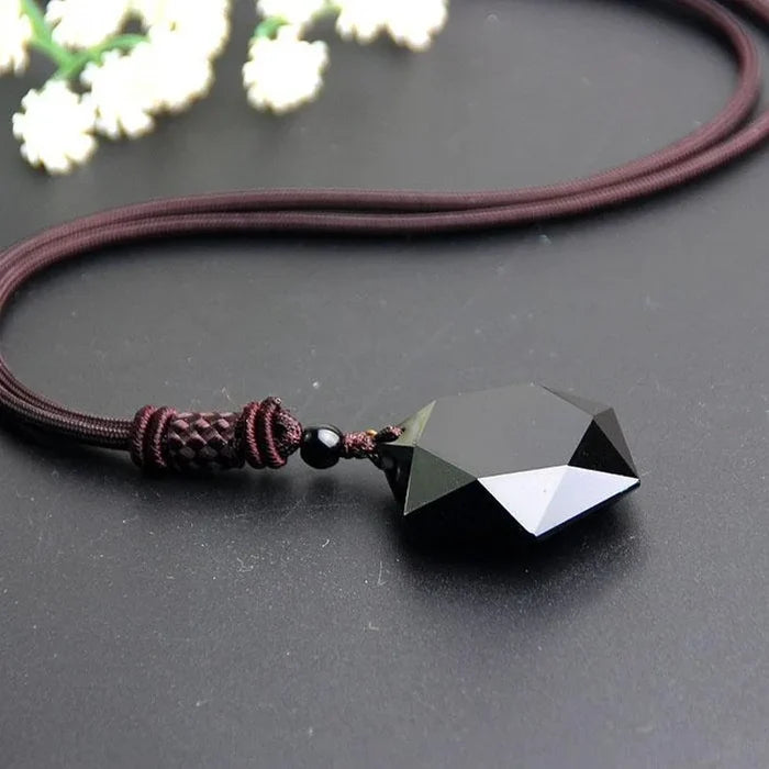 Obsidian Hexagram & Amethyst Healing Necklace