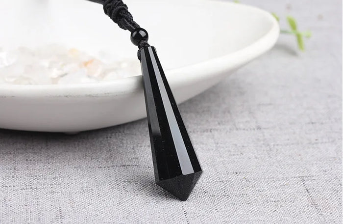 Obsidian Hexagram & Amethyst Healing Necklace