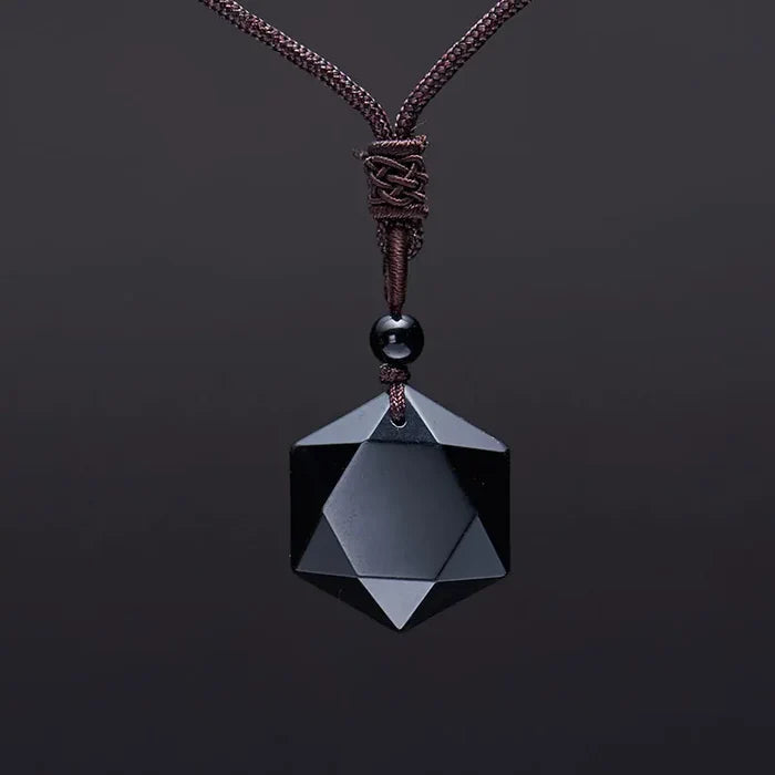 Obsidian Hexagram & Amethyst Healing Necklace