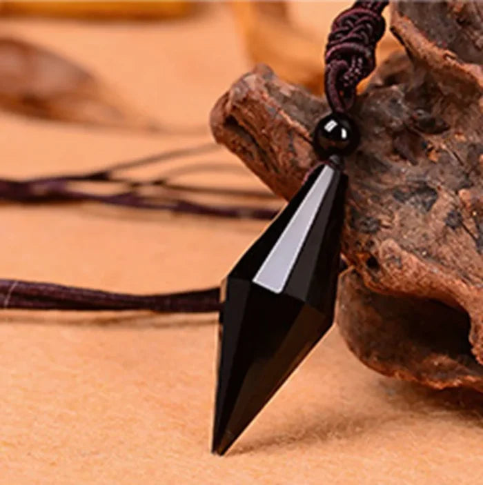 Obsidian Hexagram & Amethyst Healing Necklace