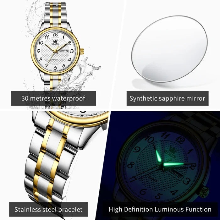 OLEVS Luxury Stainless Steel Quartz Watch