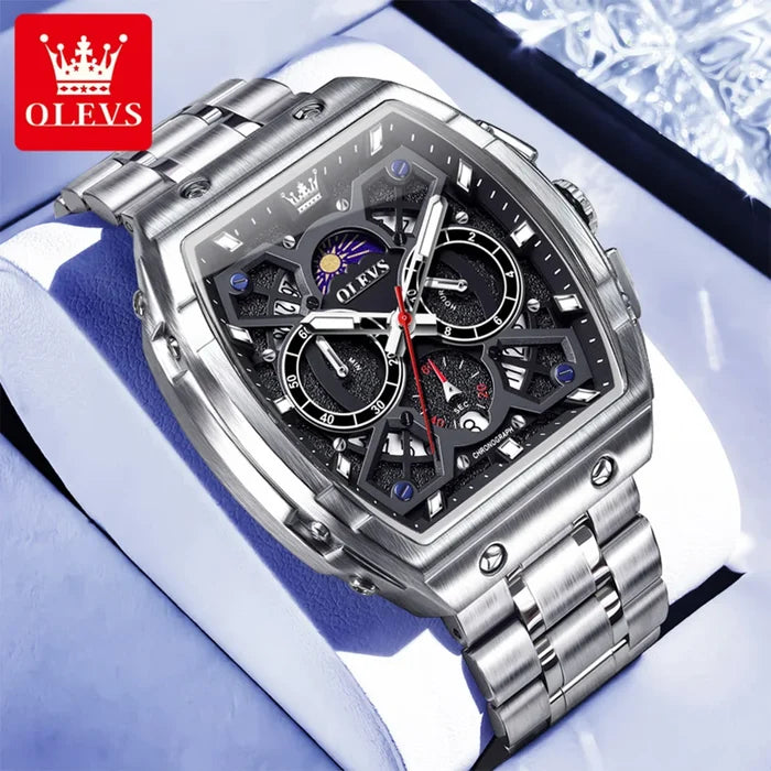 Olevs Stainless Steel Moon Phase Watch