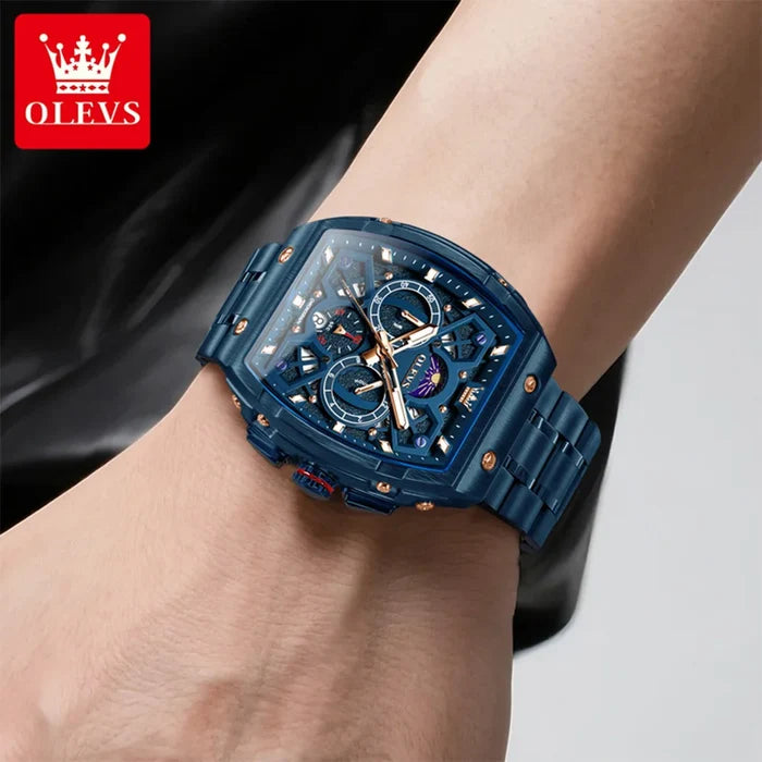 Olevs Stainless Steel Moon Phase Watch