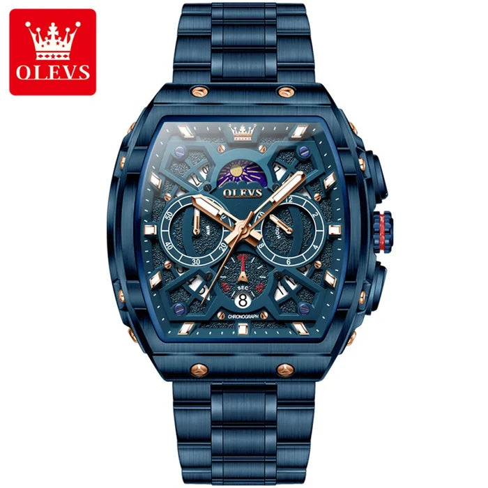 Olevs Stainless Steel Moon Phase Watch