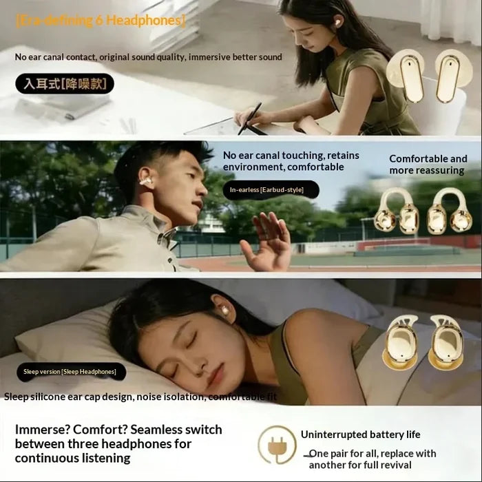 Open-Ear Clip Wireless Earphones – Active Noise Cancellation, Bluetooth 6.0 & Long Standby Battery