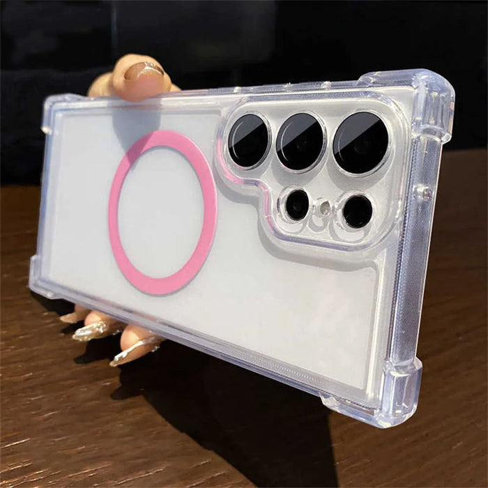 Original Clear Magnetic TPU Case for Samsung – Shockproof Transparent Wireless Charging Cover