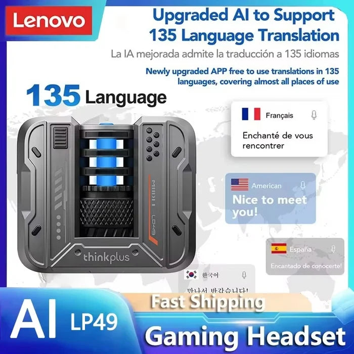 Original Lenovo LP49 AI Multilingual Translation Earphones Wireless