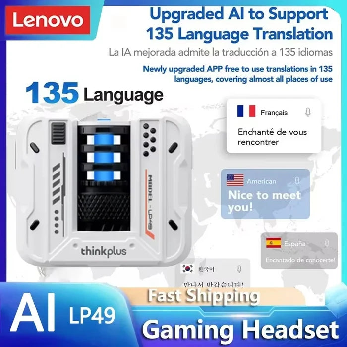 Original Lenovo LP49 AI Multilingual Translation Earphones Wireless