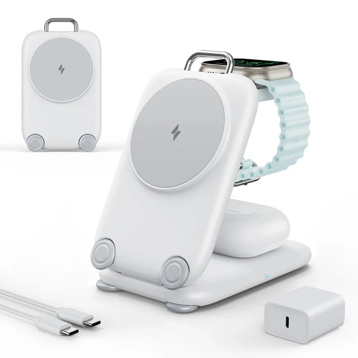 PaktVault 2025 Portable MagSafe Charging Stand – 3-in-1 Fast Wireless Charger