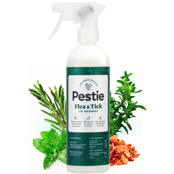 Pestie Plant-Powered Flea & Tick Spray for Pets | Cedarwood & Peppermint