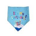 Light blue dog birthday bandana with 'It's My Birthday!' text and cupcake illustration