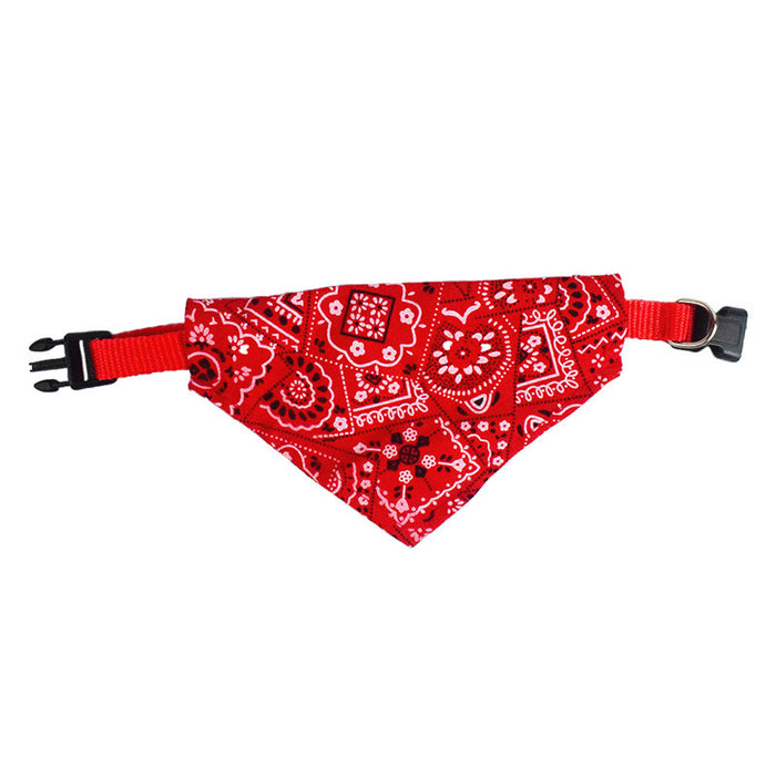 Red paisley pattern pet bandana with adjustable buckle strap