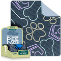 Reusable waterproof pee pad for dogs, 72x72 inches, super absorbent with paw print design, includes cleaning glove gift