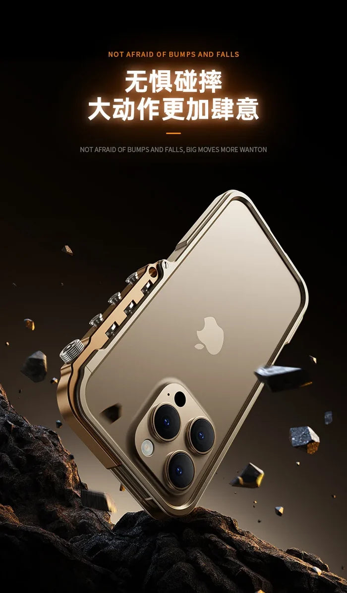Phone case with Aluminum Frame and Metal protection Cover, Suitable for iPhone