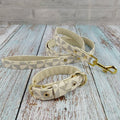 Plaid Leather Dog Collar | Brown & White | Collar, Leash & Gift Box Options | S–XL