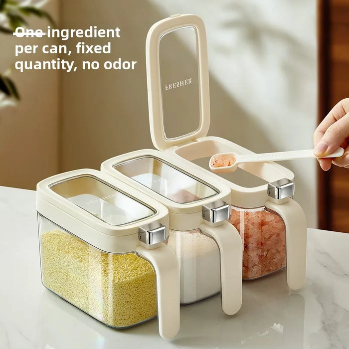 Plastic Condiment Box Viewing Window Airtight Spice Storage Set for