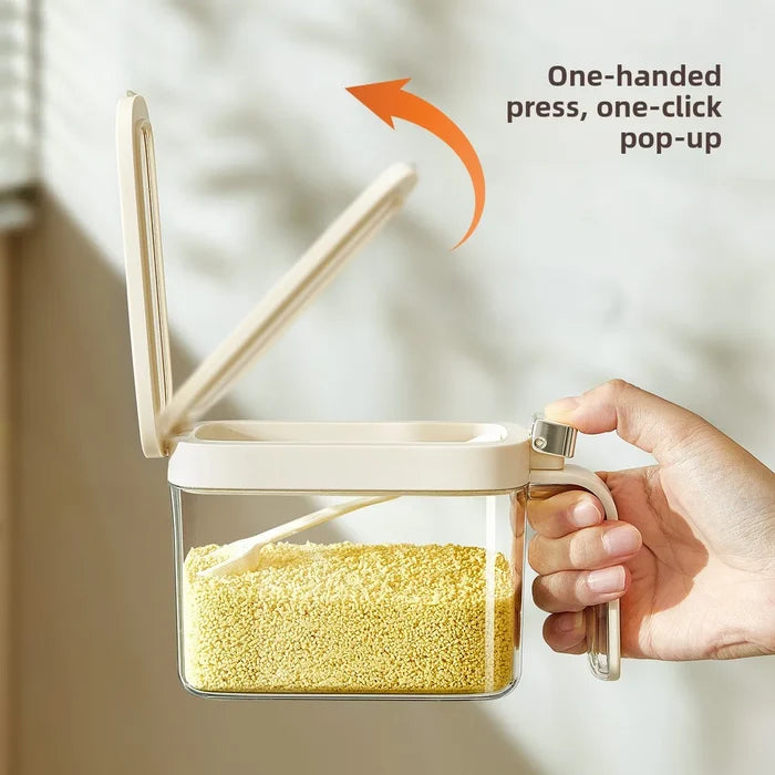Plastic Condiment Box Viewing Window Airtight Spice Storage Set for