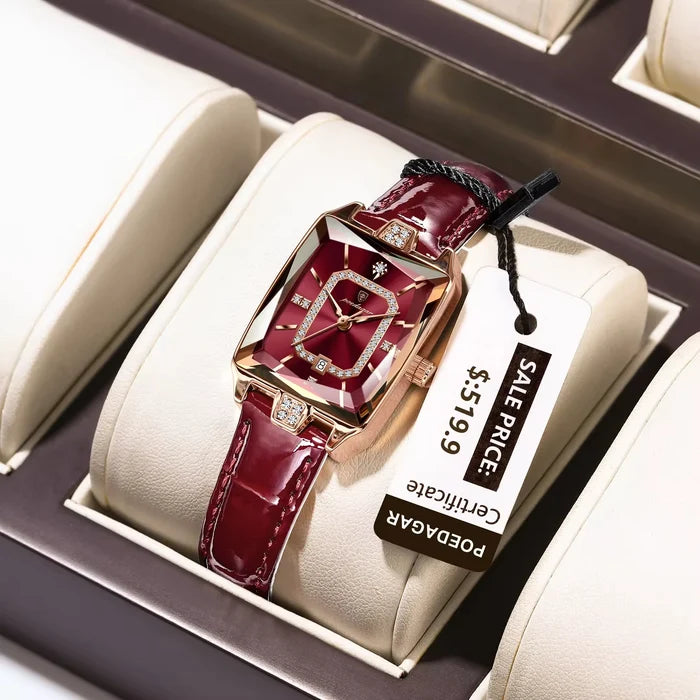 Poedagar 785 Luxury Diamond Leather Women's Watch