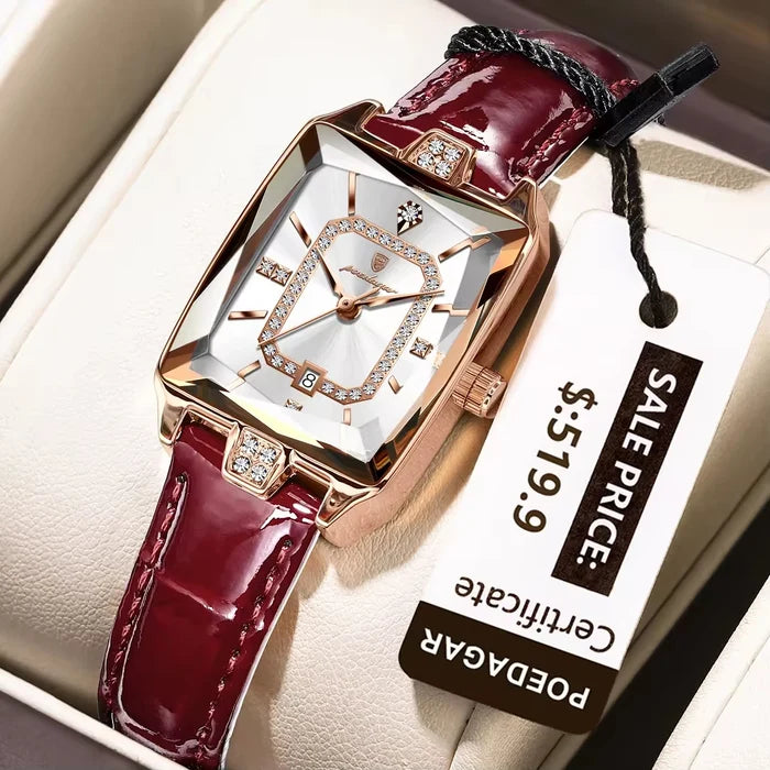 Poedagar 785 Luxury Diamond Leather Women's Watch