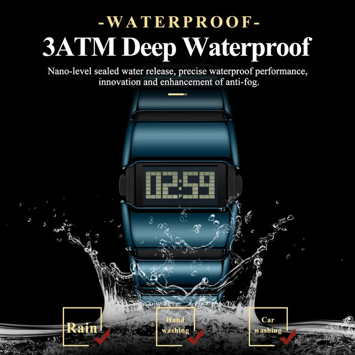 Poedagar E126 Creative LED Digital Watch Men Stainless Steel Strap