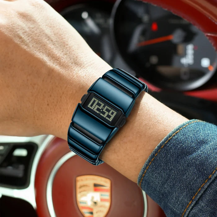 Poedagar E126 Creative LED Digital Watch Men Stainless Steel Strap