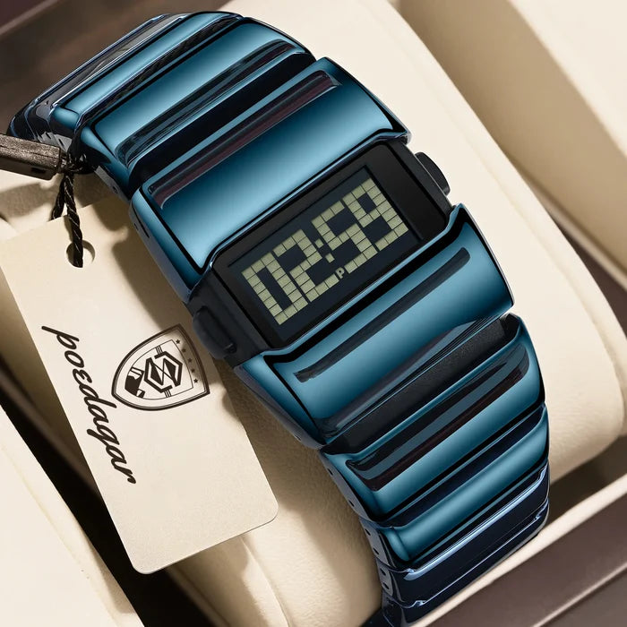 Poedagar E126 Creative LED Digital Watch Men Stainless Steel Strap