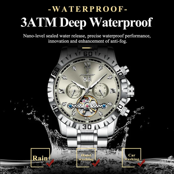 Poedagar Luxury Skeleton Tourbillon Men's Watch