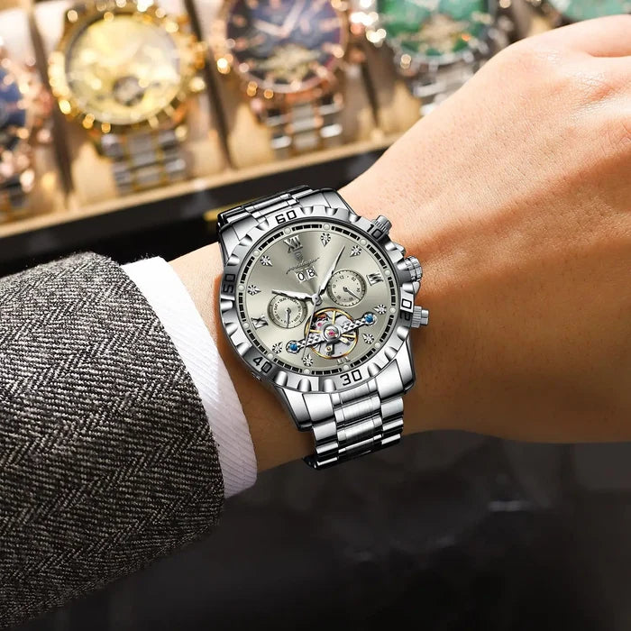 Poedagar Luxury Skeleton Tourbillon Men's Watch