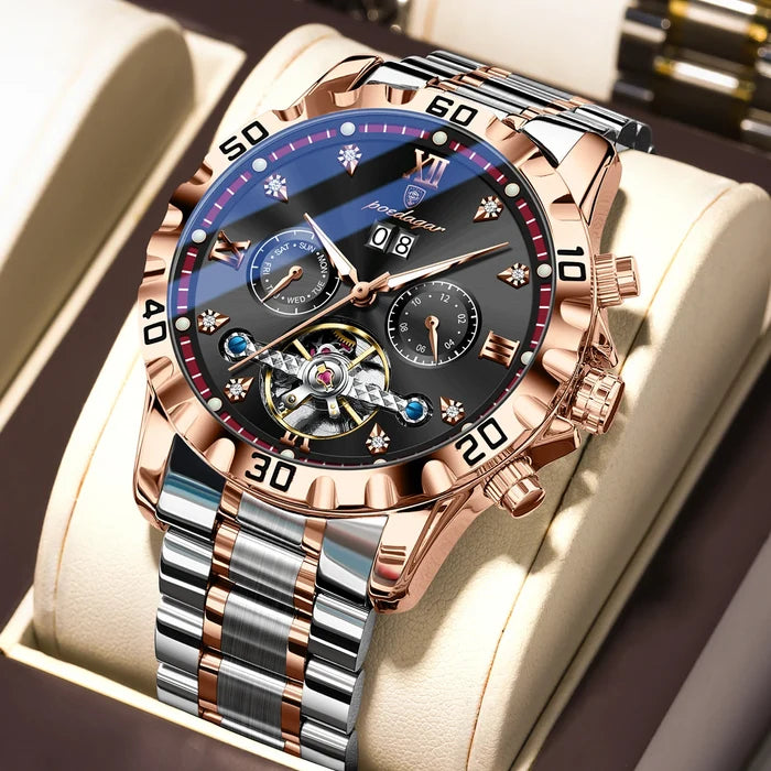 Poedagar Luxury Skeleton Tourbillon Men's Watch