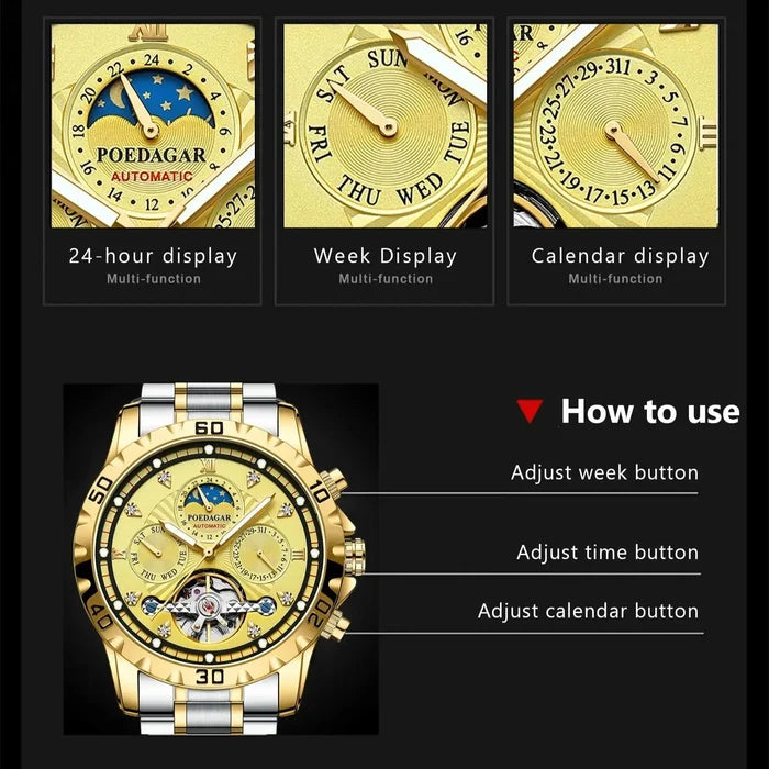 POEDAGAR Luxury Tourbillon Men's Watch