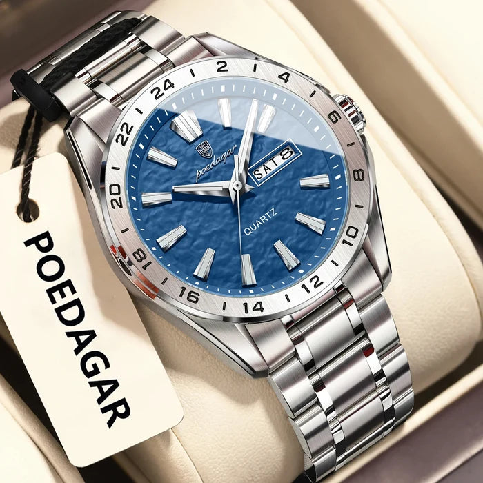 Poedagar Men's Dual Calendar Luminous Watch
