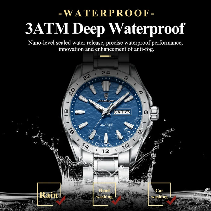 Poedagar Men's Dual Calendar Luminous Watch