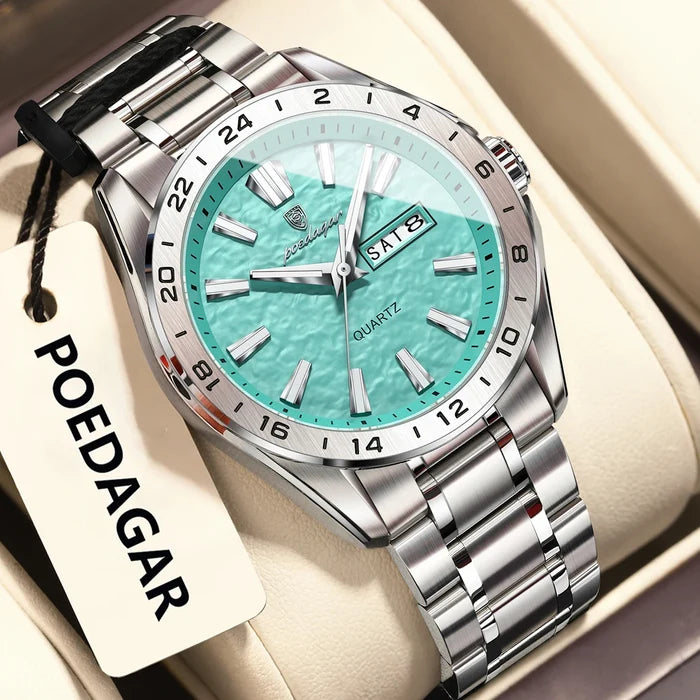Poedagar Men's Dual Calendar Luminous Watch