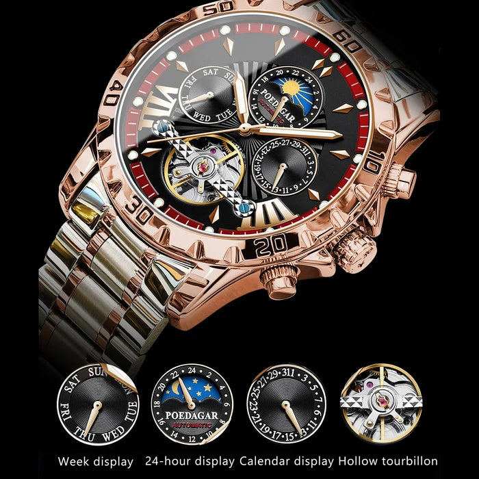 Poedagar Men's Tourbillon Luxury Watch