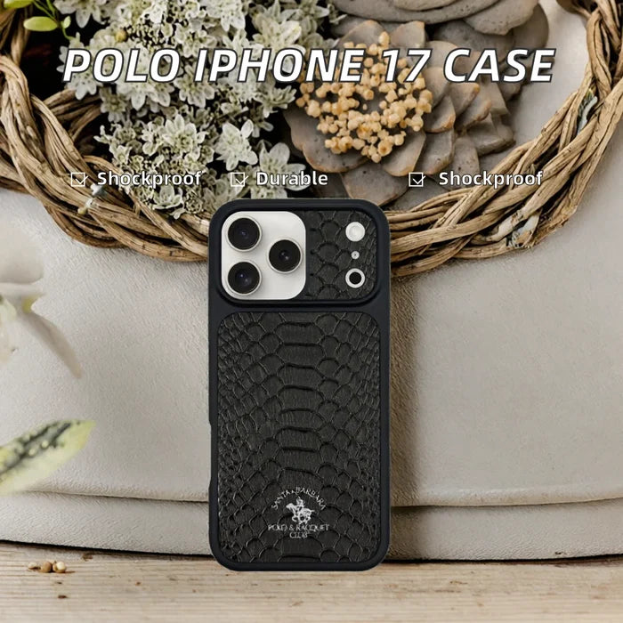 POLO Pure Color Portrait Design Magnetic PU Leather Shockproof Phone Case for 17 Pro