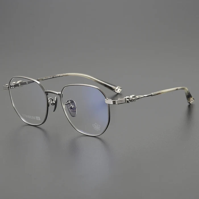 Polygonal Titanium Gold Light Pink Eyeglasses