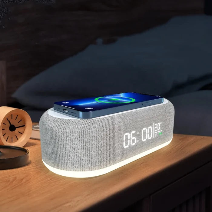 Portable Charger 5 In 1 Multifunction 15w Fast Charging Digital Universal Alarm Clock