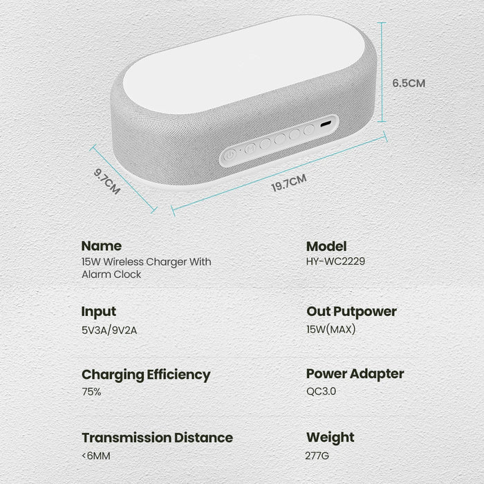 Portable Charger 5 In 1 Multifunction 15w Fast Charging Digital Universal Alarm Clock