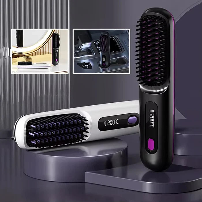 Portable Cordless Hair Straightener Brush