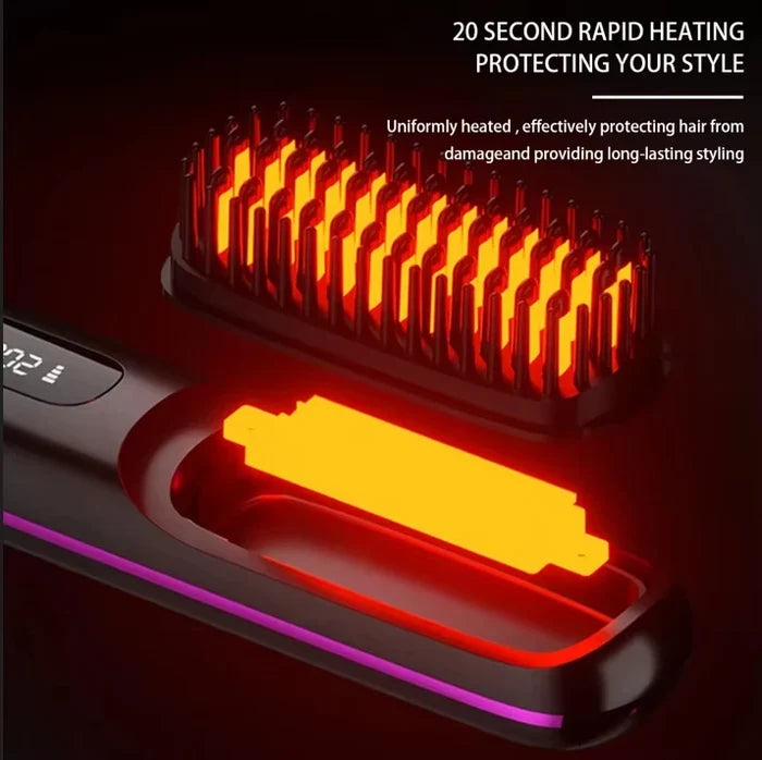 Portable Cordless Hair Straightener Brush