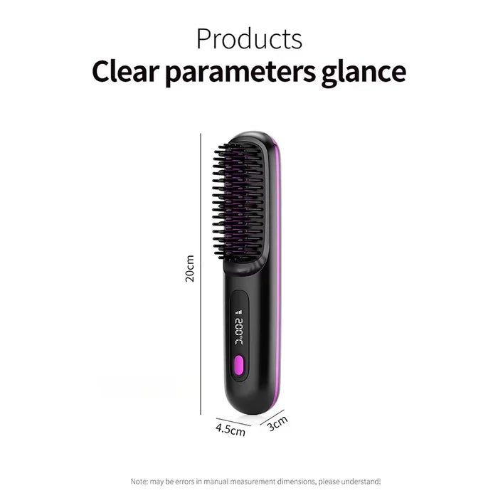 Portable Cordless Hair Straightener Brush