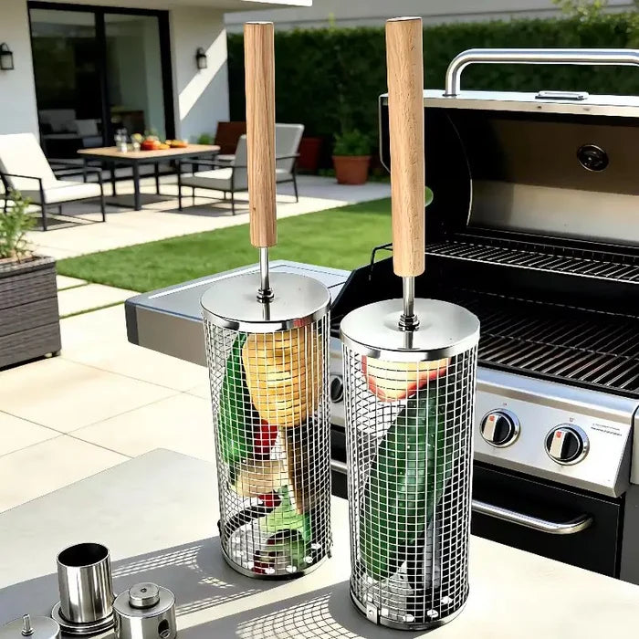 Portable Stainless Steel BBQ Grill Basket Set