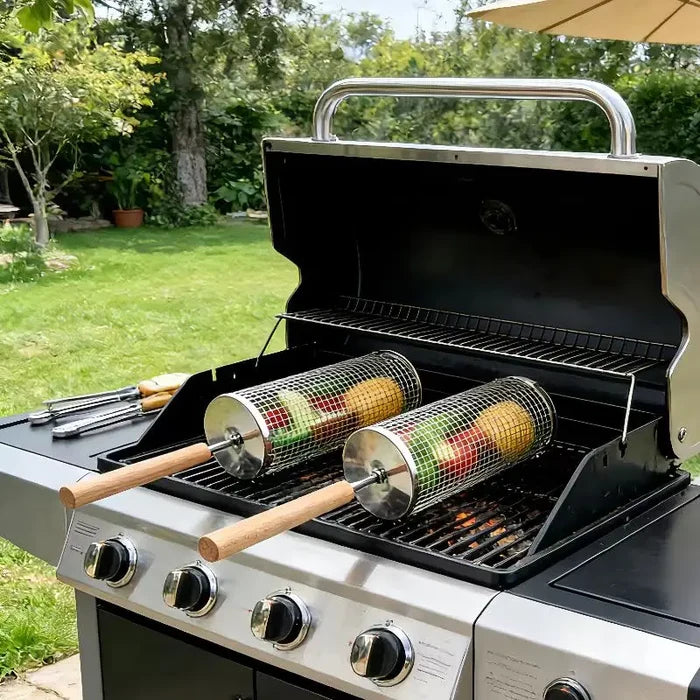 Portable Stainless Steel BBQ Grill Basket Set