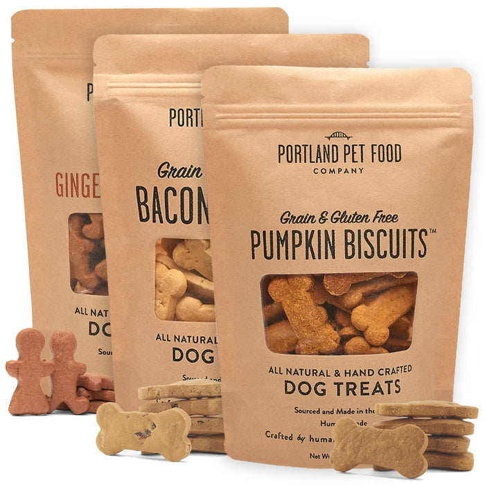 Grain-free pumpkin, bacon & ginger dog biscuits — all natural, handcrafted treats for dogs