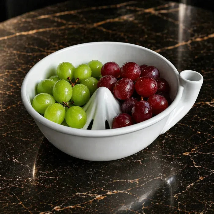Pottery Style Ceramic Berry Bowl Colander with Star Drainage & Pour