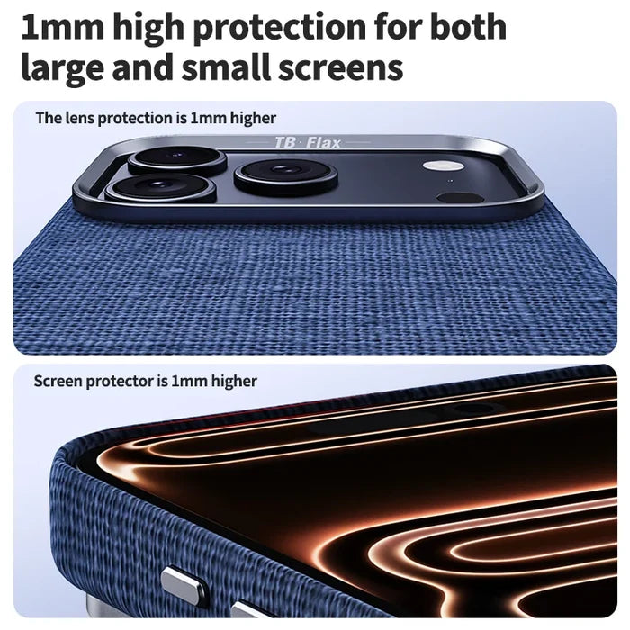 Premium Magnetic Linen iPhone Case - Shockproof Design